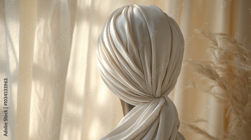 custom made wallpaper toronto digitalA beautiful headwrap styled elegantly, showcasing the intricate folds of the fabric in soft, natural light. A touch of class and artistry in the design.