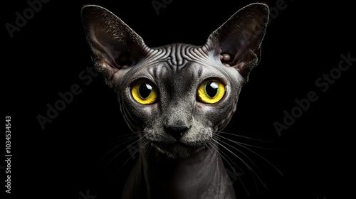 Hairless Egyptian Mau, yellow eyes. photo