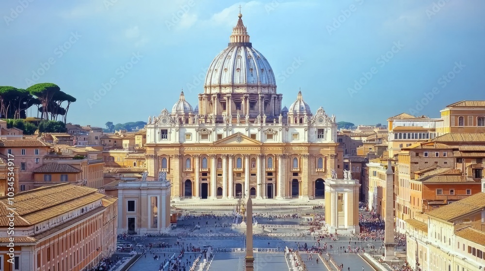 Rooftops in Rome and Vatican City.