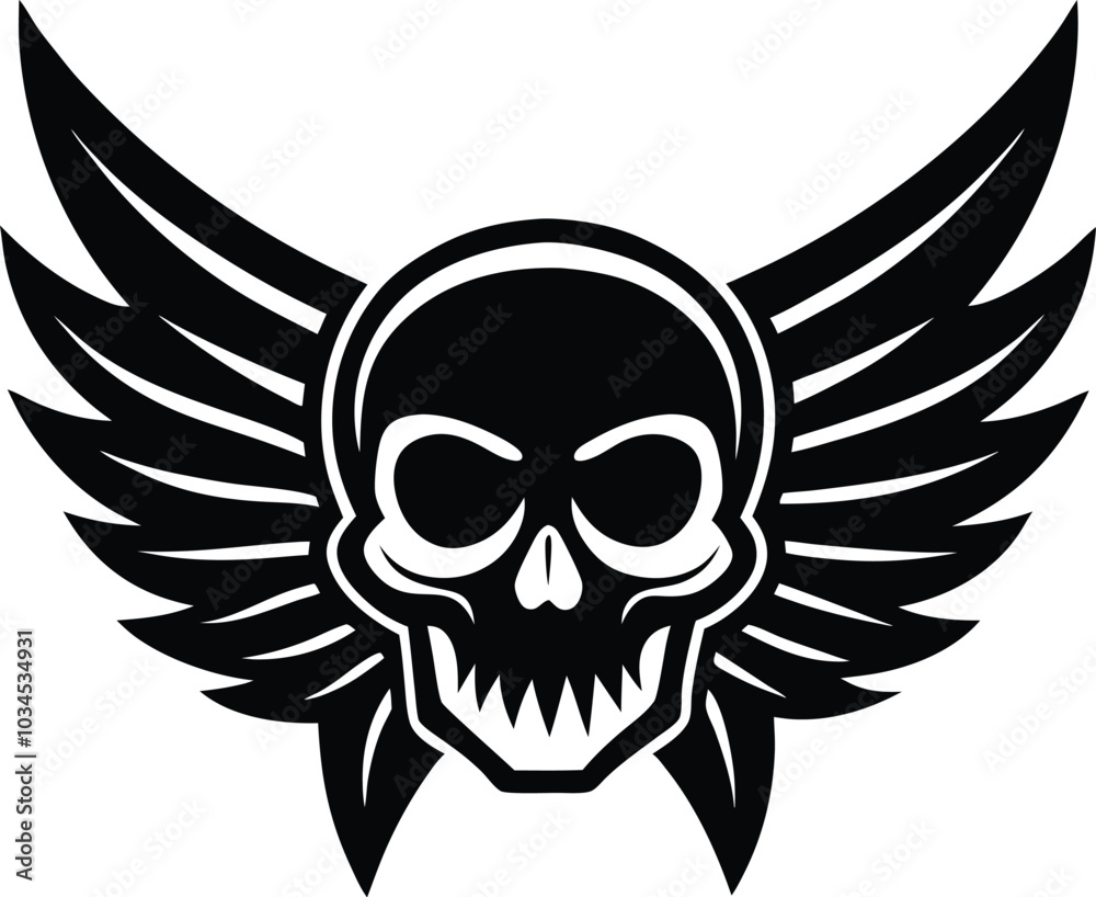 tattoo skull wings banner vector silhouette tattoo skull wings banner vector silhouette