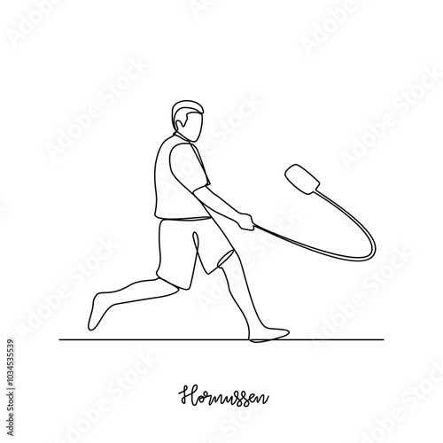 One continuous line drawing of Hornussen sports vector illustration. Traditional sports design in simple linear continuous style vector concept. Sports theme design for your asset design illustration. photo