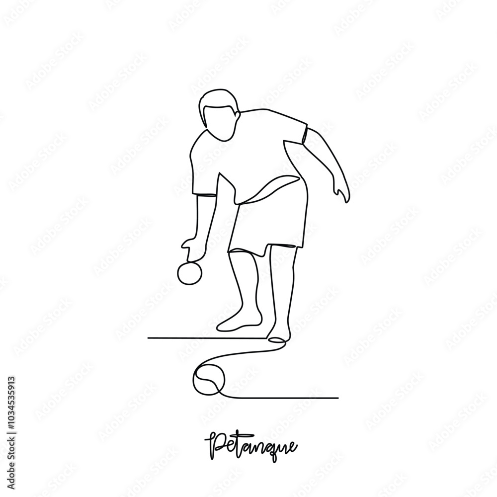 Fototapeta premium One continuous line drawing of Petanque sports vector illustration. Traditional sports design in simple linear continuous style vector concept. Sports theme design for your asset design illustration.