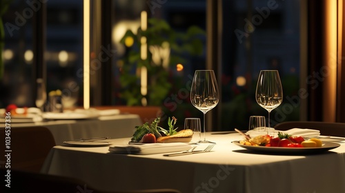 High-Class Fine Dining Restaurant: Elegant Ambiance, Gourmet Cuisine, and Luxurious Table Settings for Unforgettable Culinary Experiences