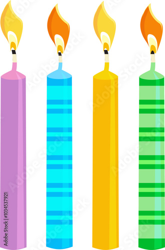 Cake candles cartoon icon. Colorful party decoration