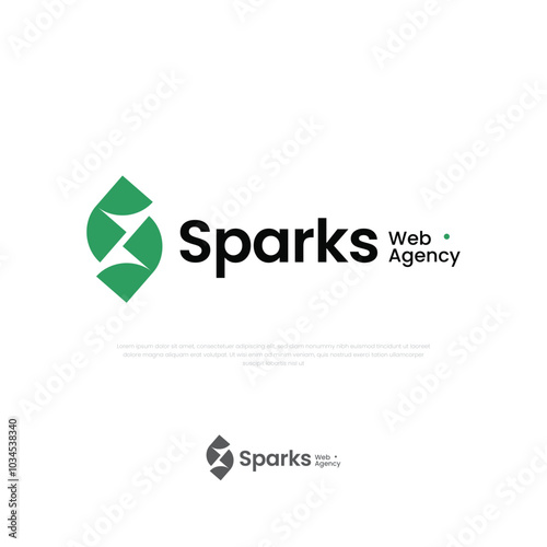 Flare light spark logo letter s vector illustration 