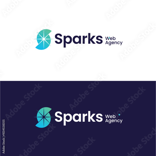 Flare light spark logo letter s vector illustration