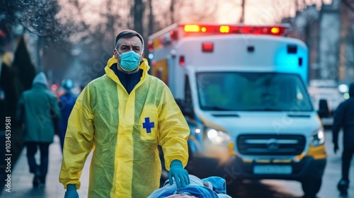 Outdoor stretcher during virus outbreak