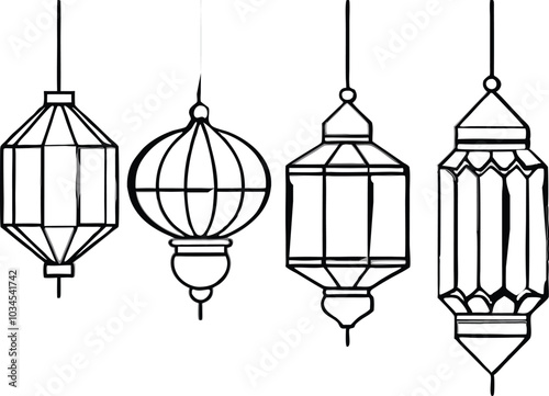 Wallpaper Mural Islamic Eid lanterns silhouette vector illustration . Torontodigital.ca