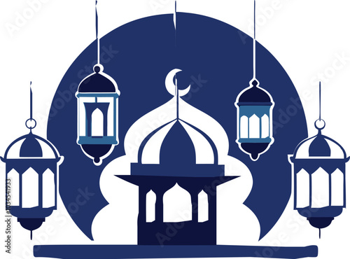 Islamic Eid lanterns silhouette vector illustration .