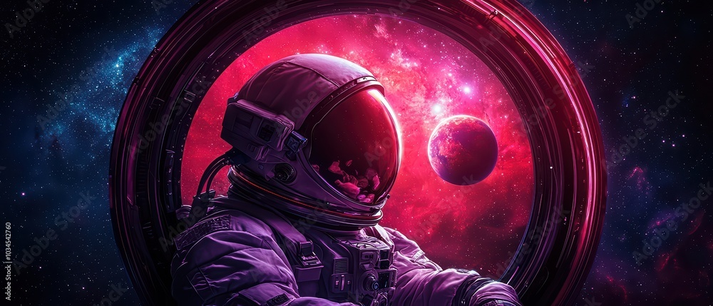Astronaut in space with colorful cosmic background and planets, an exploration of the universe. Astronaut in space with colorful cosmic background and planets, an exploration of the universe.