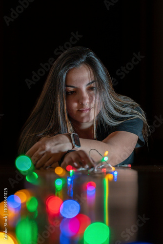 SESION DE NAVIDAD CON LUCES Y CINTAS DE NAVIDAD