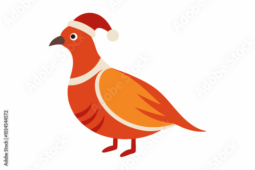 Partridge with Santa Claus hats isolatedon white,vector new year elements for christmas design.