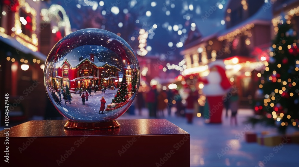 A beautiful Christmas village is showcased inside a snow globe, featuring twinkling lights and snowy streets. The enchanting scene is set against a backdrop filled with holiday decorations and cheer. A beautiful Christmas village is showcased inside a snow globe, featuring twinkling lights and snowy streets. The enchanting scene is set against a backdrop filled with holiday decorations and cheer.