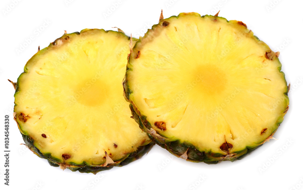 Pineapple slice isolated on white background. Creative tropical fruit concept Pineapple slice isolated on white background. Creative tropical fruit concept