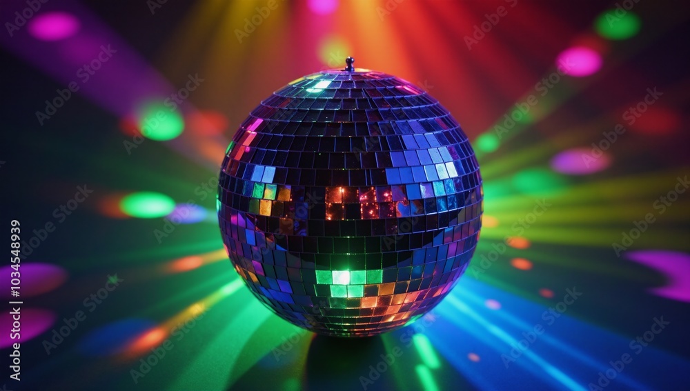 Obraz premium Colorful disco ball illuminating an event party scene at night