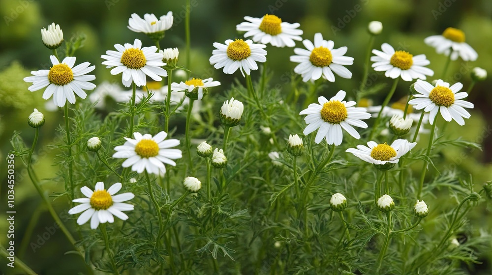 Fototapeta premium Bright Daisies in Bloom Amidst Lush Greenery