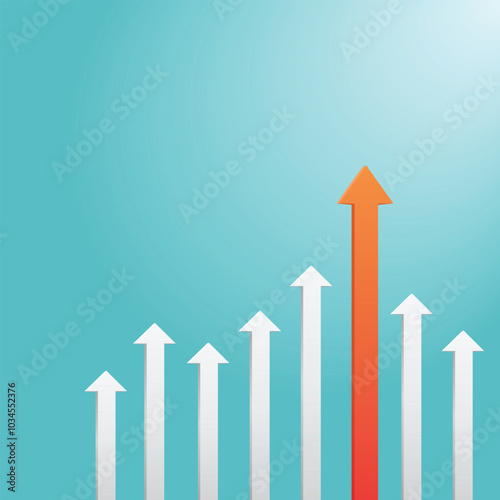 Growth, growth arrow, arrows up to growth with main arrow to success, Achievement and growth concept.