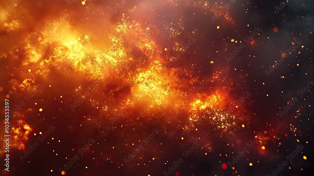 Fiery Cosmic Nebula in Deep Space Background Fiery Cosmic Nebula in Deep Space Background