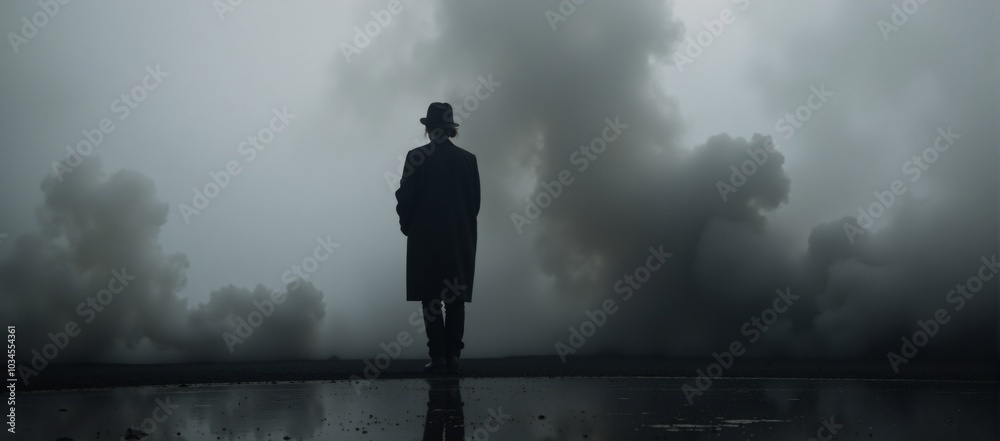 Smoky black ground fog with a cloud-like floor mist background Smoky black ground fog with a cloud-like floor mist background