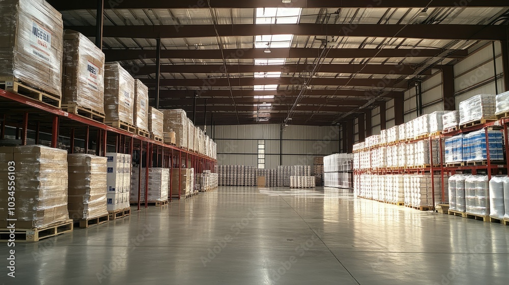 Large Warehouse Storage with Pallets and Shelving Large Warehouse Storage with Pallets and Shelving