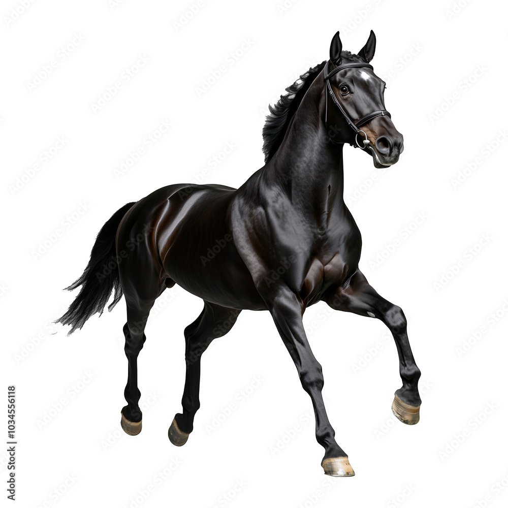 Majestic black horse galloping on transparent background Majestic black horse galloping on transparent background