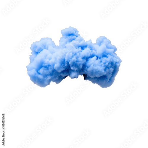 Blue smoke cloud with a dramatic transparent background photo