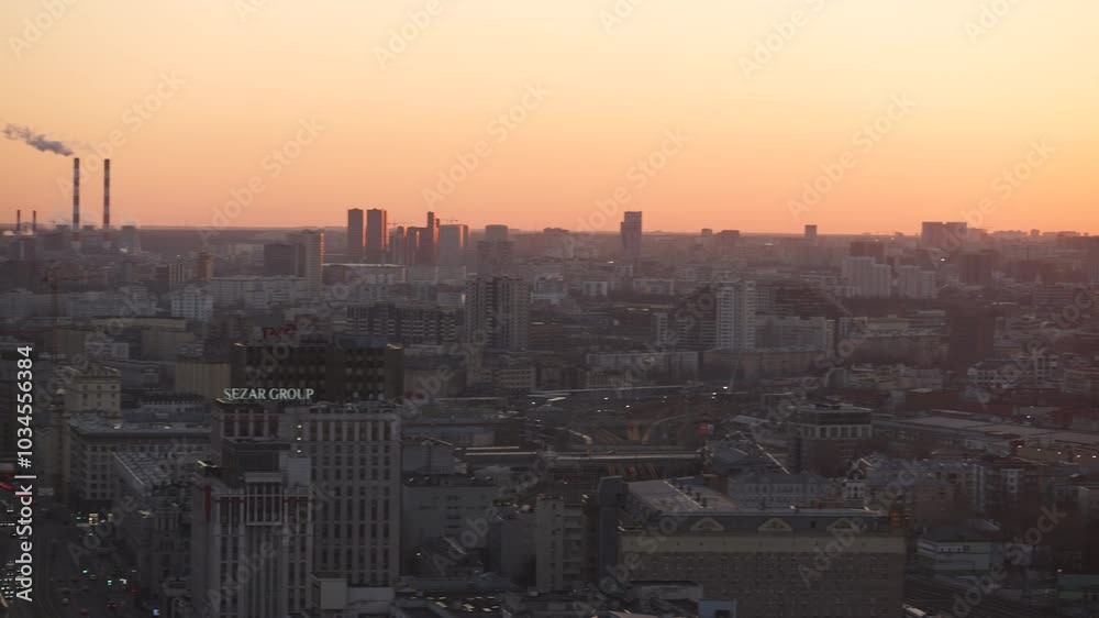 Panorama of the horizon with sunrise with cityscape. Sunrise over the city. View of the city at sunset. Art noise Panorama of the horizon with sunrise with cityscape. Sunrise over the city. View of the city at sunset. Art noise