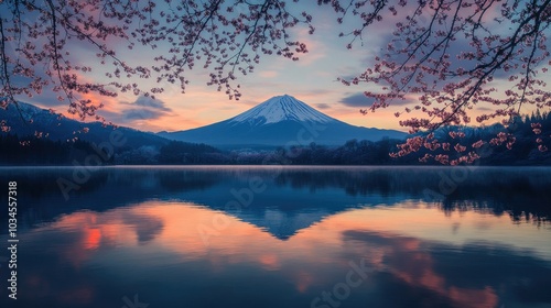 Serene Mount Fuji Reflection at Sunrise