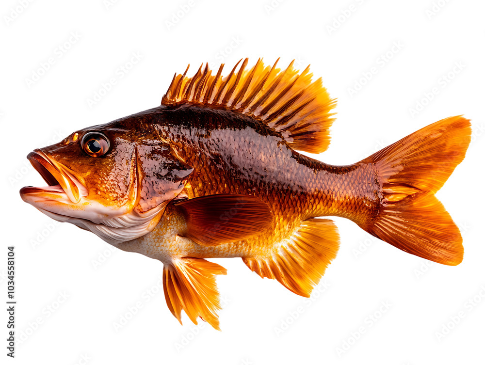 Fototapeta premium Die-cut fish with vibrant colors, Transparent background.