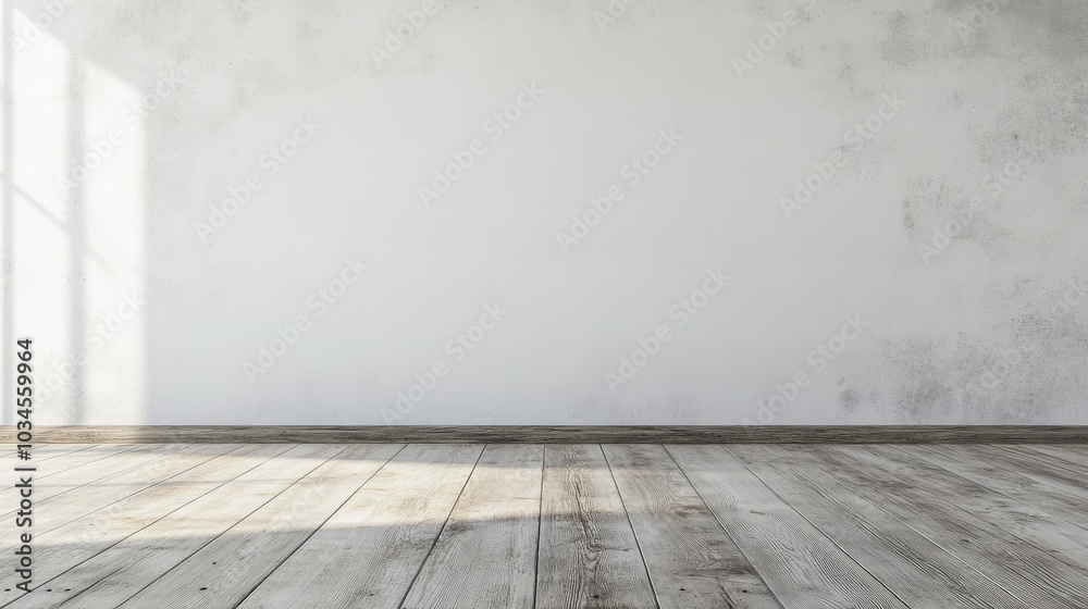 Fototapeta premium Simple Minimalist Interior with Wooden Floor and Wall