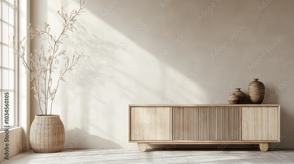 Modern Minimalist Living Room with Natural Elements Modern Minimalist Living Room with Natural Elements