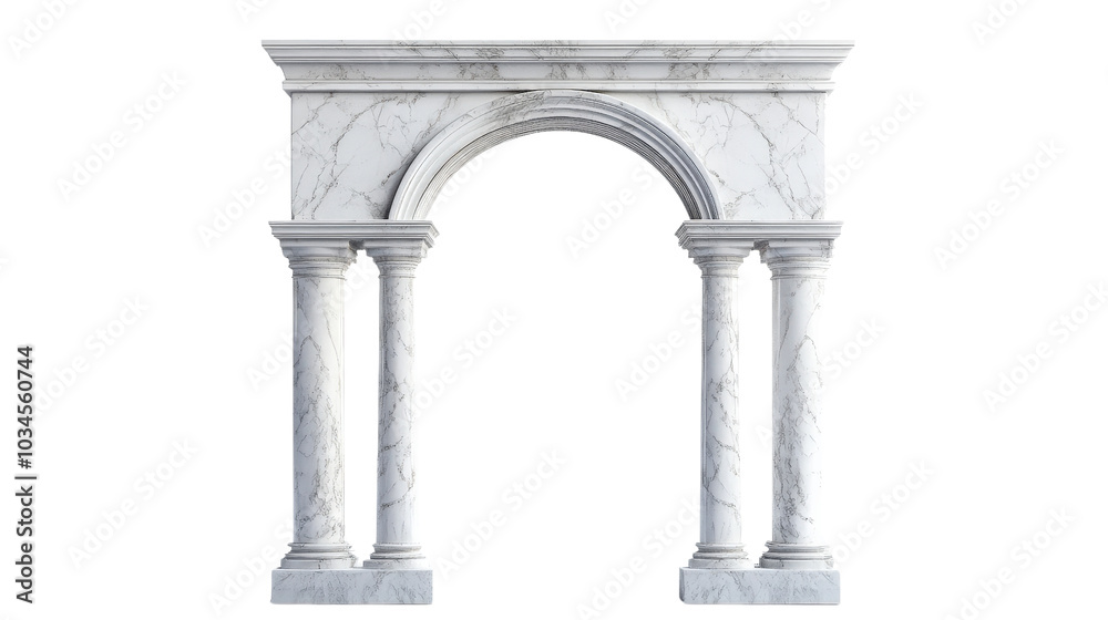 Naklejka premium Marble arch with columns, transparent background