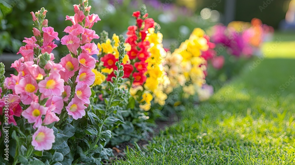 Obraz premium Colorful flower garden in springtime bloom