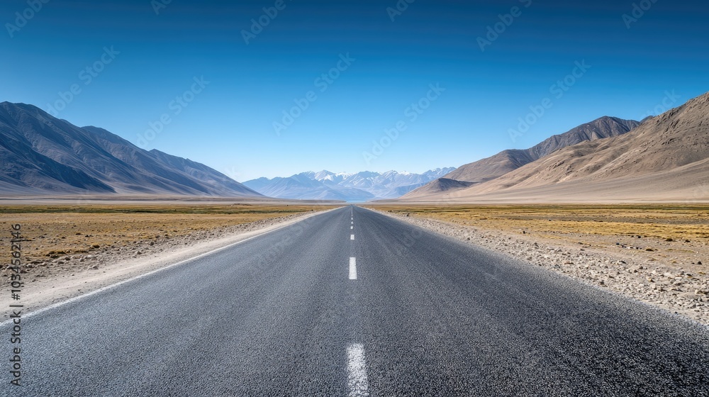 Endless Road Through Mountain Landscape Endless Road Through Mountain Landscape