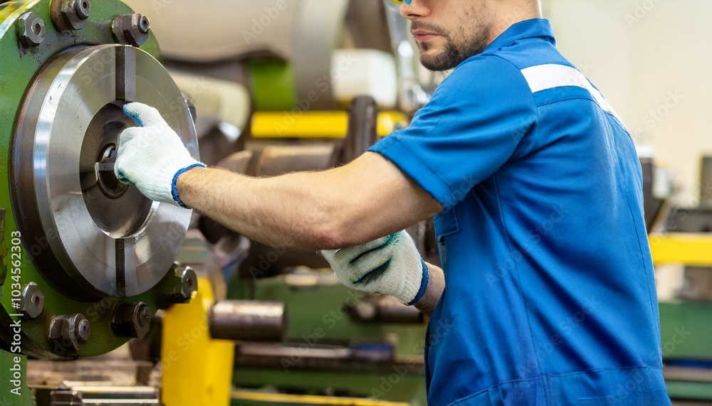 Factory Engineer Checking Metal Part Factory Engineer Checking Metal Part