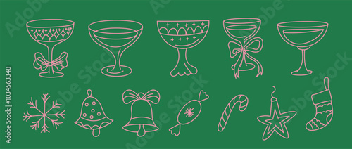 Vector simple minimal linear style illustration with cartoon hands holding wine glasses, celebration and party vibe, invitation design element, banner, template