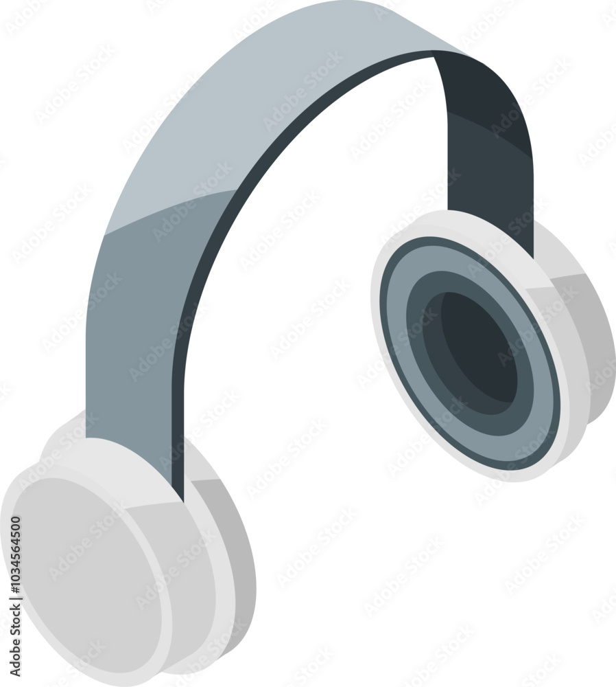 Headphones isometric icon. Audio device. Earphones symbol Headphones isometric icon. Audio device. Earphones symbol