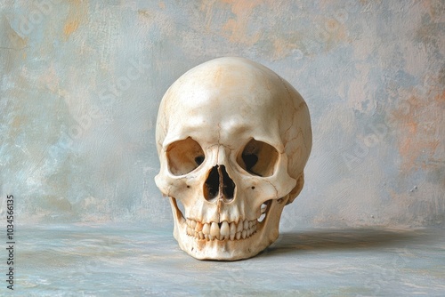 Still life with human skull the abstract image - generative ai