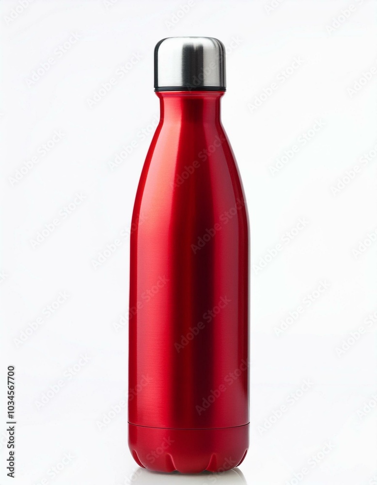 Red reusable water bottle mockup isolate on white background Red reusable water bottle mockup isolate on white background