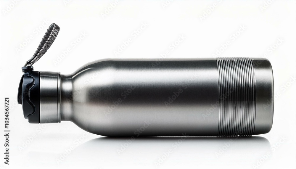 Fototapeta premium Metal sports reusable water bottle mockup isolate on white background