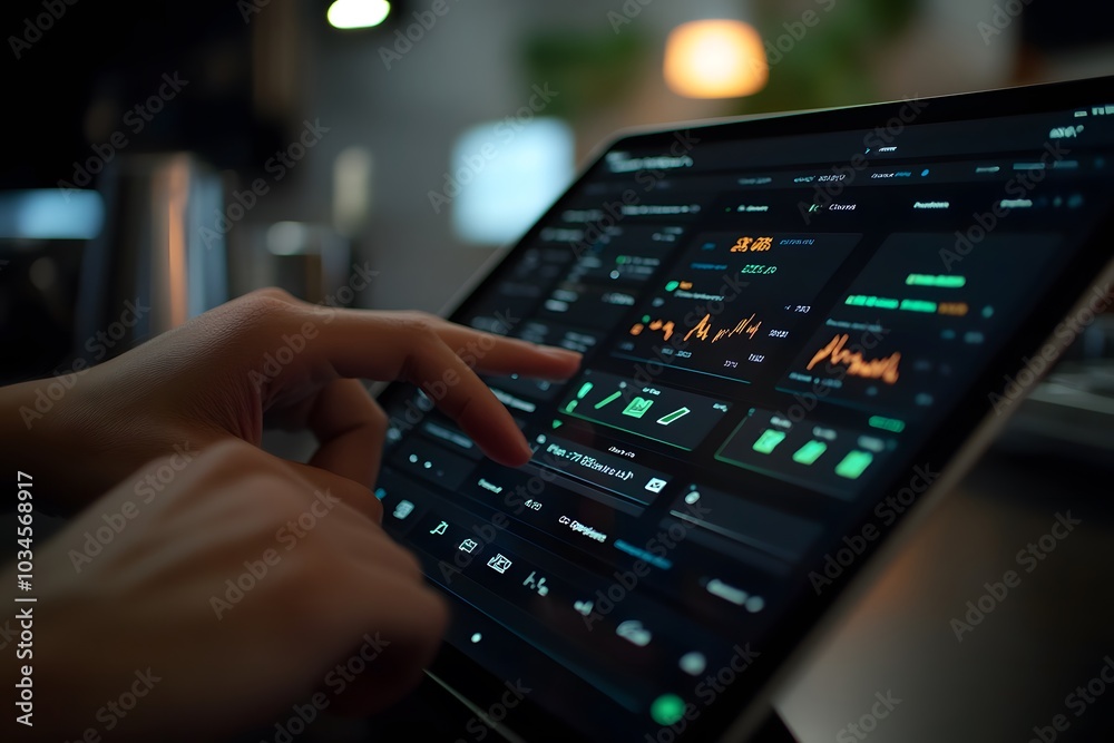 Close up of a Person's Hands Interacting With a Tablet Close up of a Person's Hands Interacting With a Tablet
