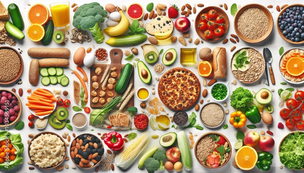 Background of healthy foods. photo collage, banner from photos on white background. Background of healthy foods. photo collage, banner from photos on white background.