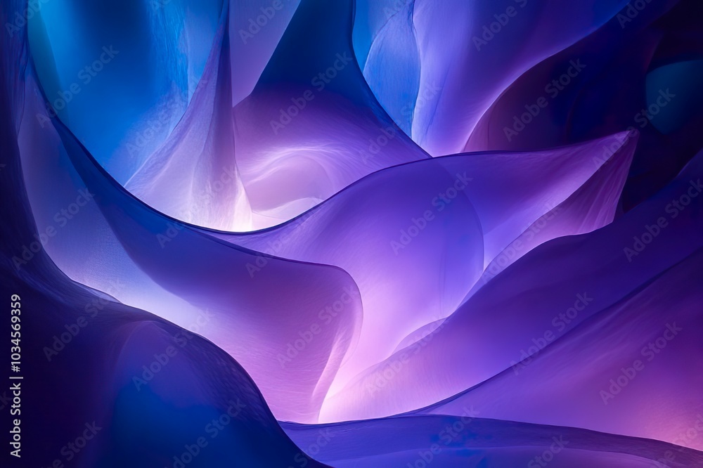 Fototapeta premium Abstract Flowing Curves in Shades of Purple and Blue. Ideal for modern designs and digital art projects.