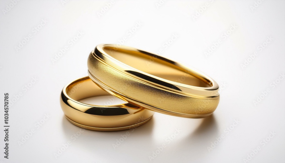 Gold ring on a white background. Yellow gold engagement ring. Gold ring on a white background. Yellow gold engagement ring.