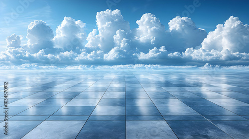 Blue Sky Clouds Background with Floor