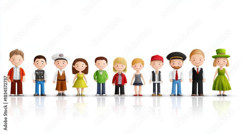 Diverse Group of Cartoon Characters Representing Various Professions and Occupations Diverse Group of Cartoon Characters Representing Various Professions and Occupations