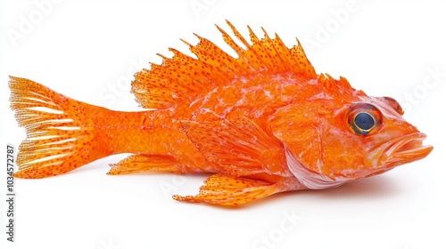 Orange Roughy presents a vivid display of its bright orange hue and distinctive spiny fins highlighting its unique physical features and natural beauty. photo