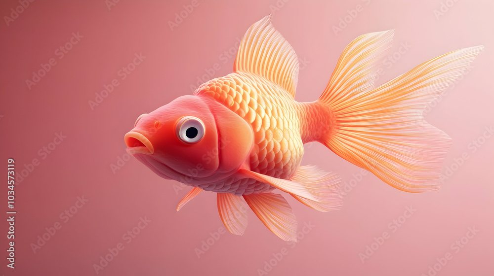 3D illustration of a fish in a minimal environment 3D illustration of a fish in a minimal environment