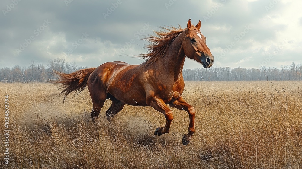 Fototapeta premium Proud Horse Art Piece Framed in Premium Photo Frame for Wall Decor