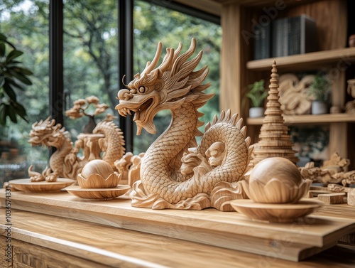 Exquisite Handcrafted Wooden Dragon Sculptures for Unique Home Decor photo